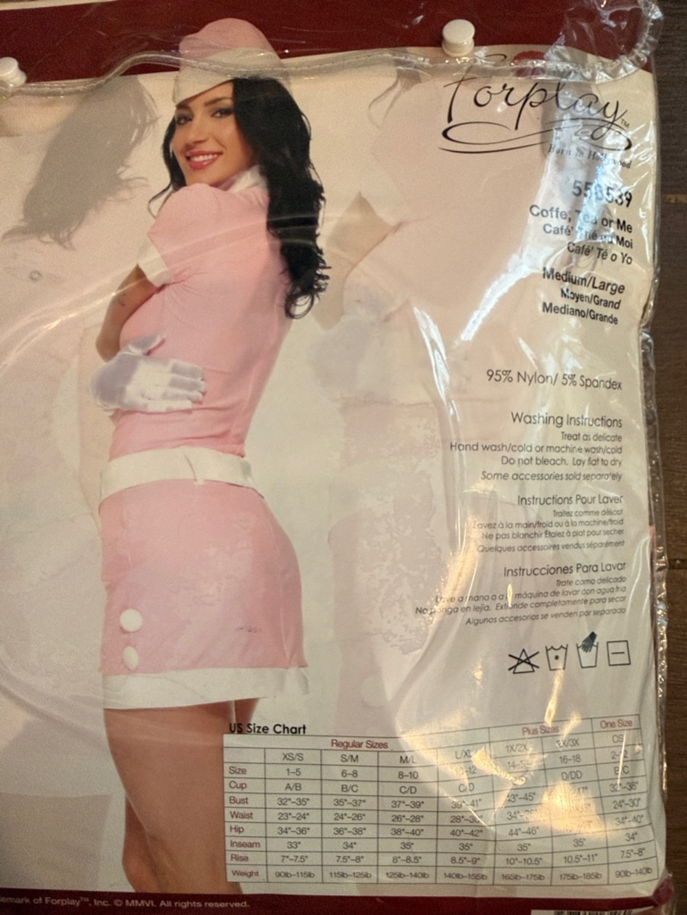Forplay Pink & White Retro Flight Attendant Chemise Costume - Picture 6 of 12